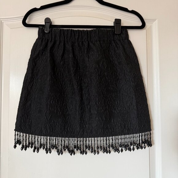 GANNI Jacquard Organza Bead Fringe Miniskirt - Picture 1 of 3